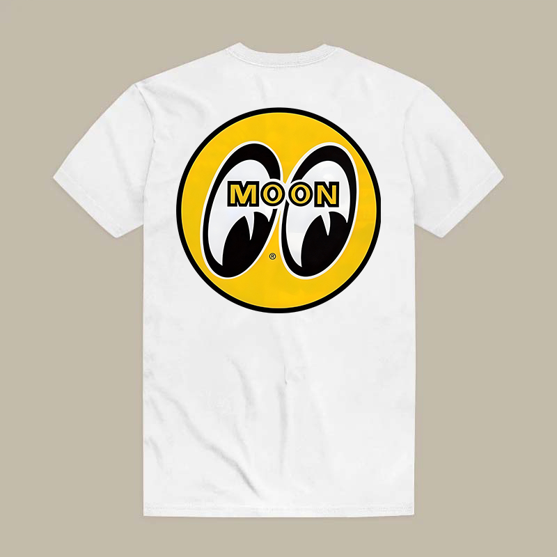 Moon Eyes Classic Yellow Circle Logo Retro Racing Printed Men's T-shirt