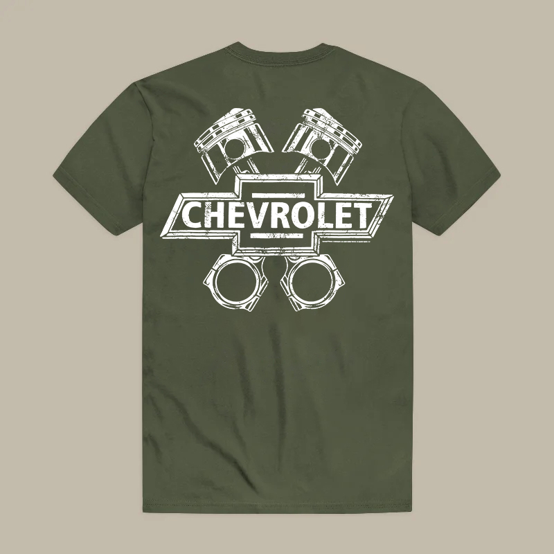 Chevrolet Vintage Piston Crossbones Graphic Printed Men's T-shirt