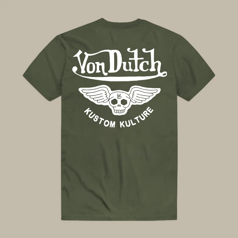 Von Dutch Skull Wings Kustom Kulture Printed Men's T-shirt