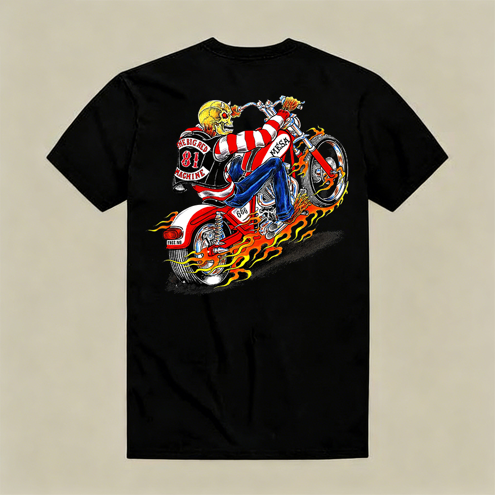 Fire Rider Skull Printed Men's T-shirt