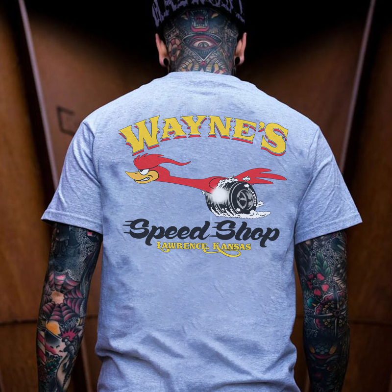 WAYNE'S SPEED SHOP Hot Rod Bird Black Print T-shirt