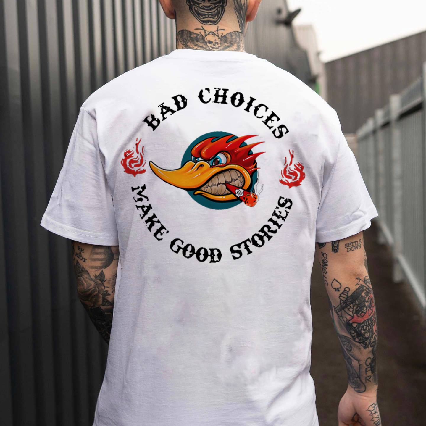 BAD CHOICES MAKE GOOD STORIES Hot Rod Bird Print Men's T-shirt