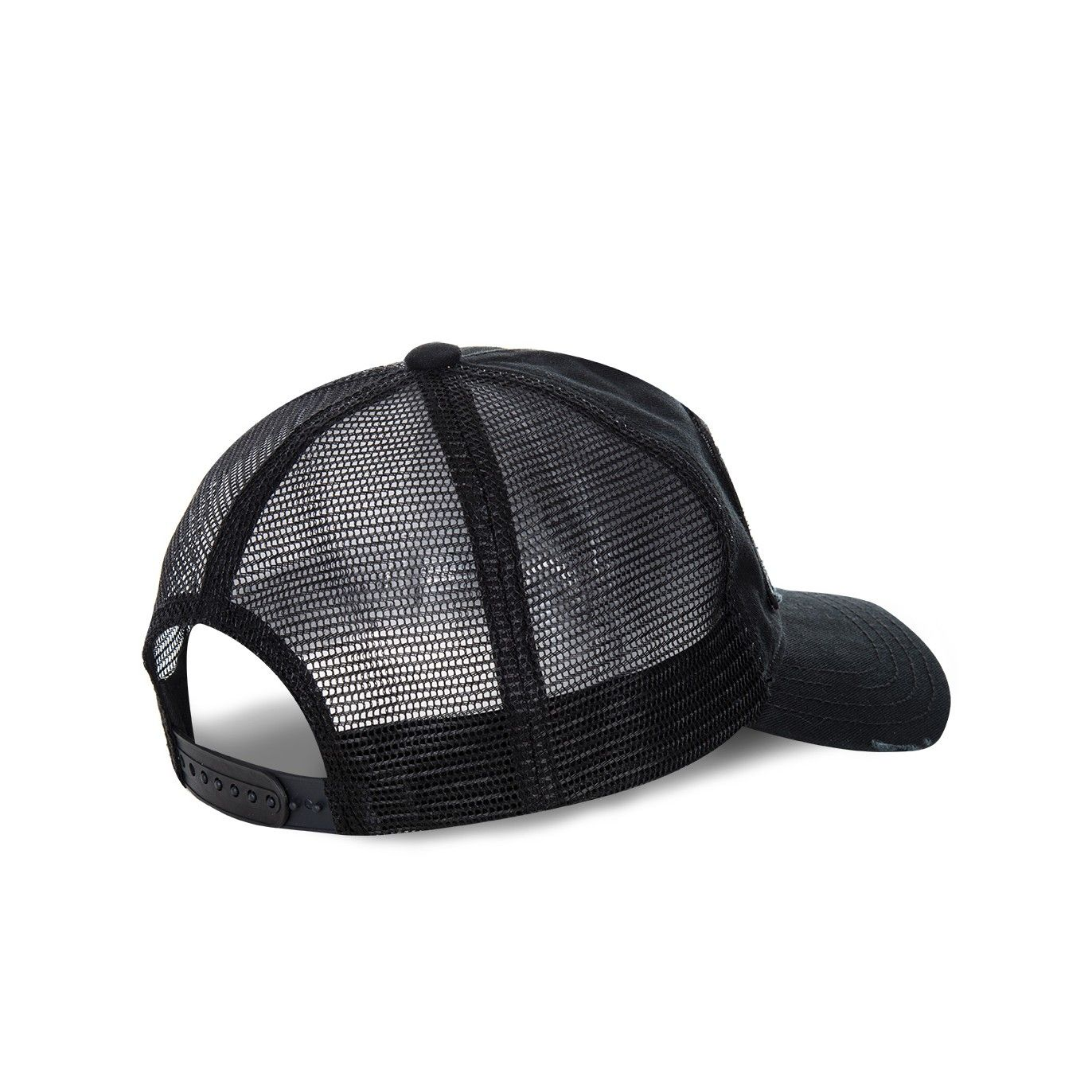 Von Dutch Square Patch Distressed Black Trucker Snapback Cap