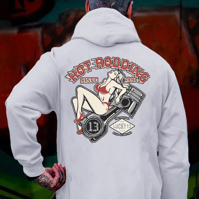 HOT RODDING Sexy Lady Piston Print Men's Hoodie