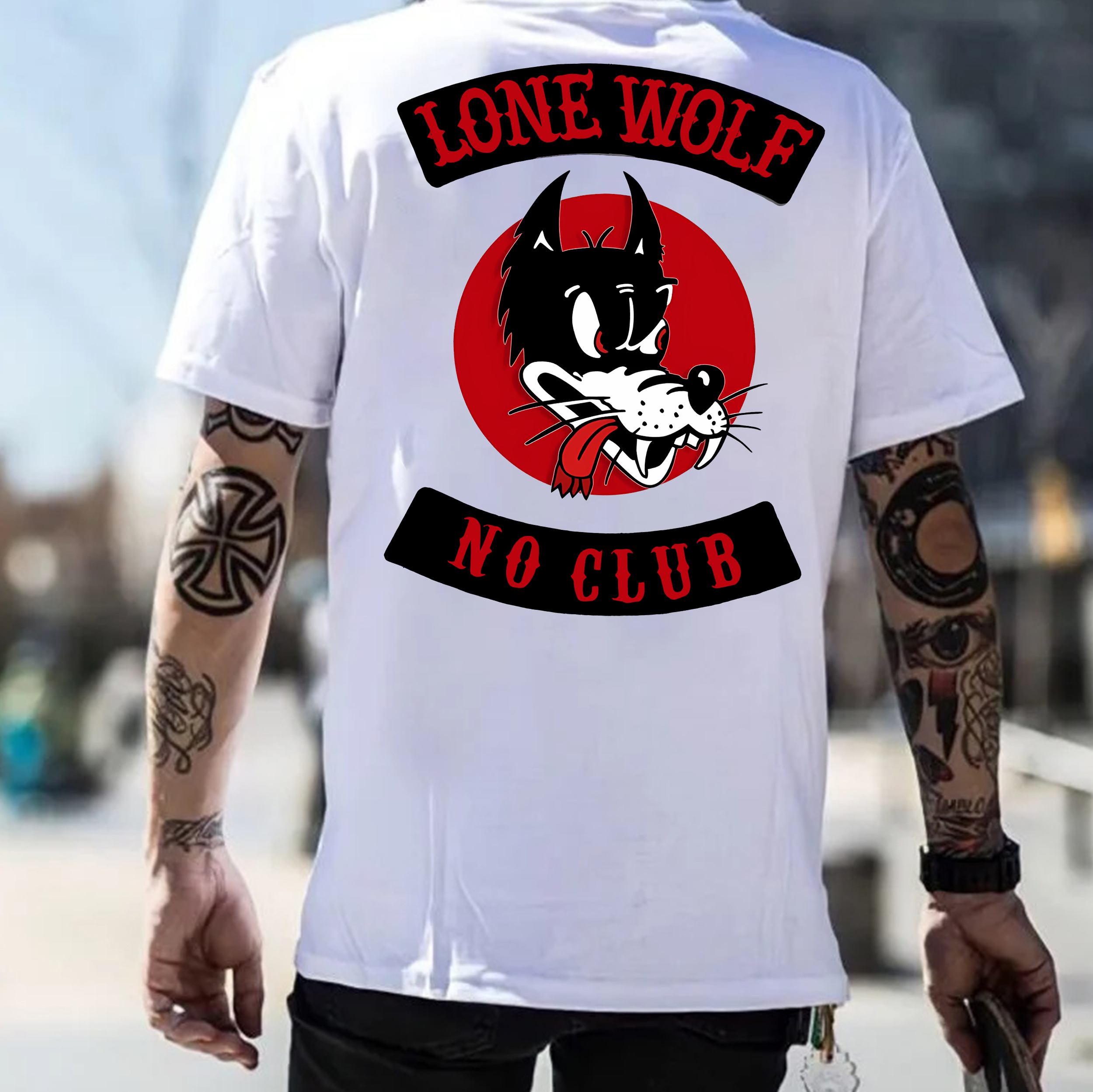 LONE WOLF NO CLUB White Print T-Shirt