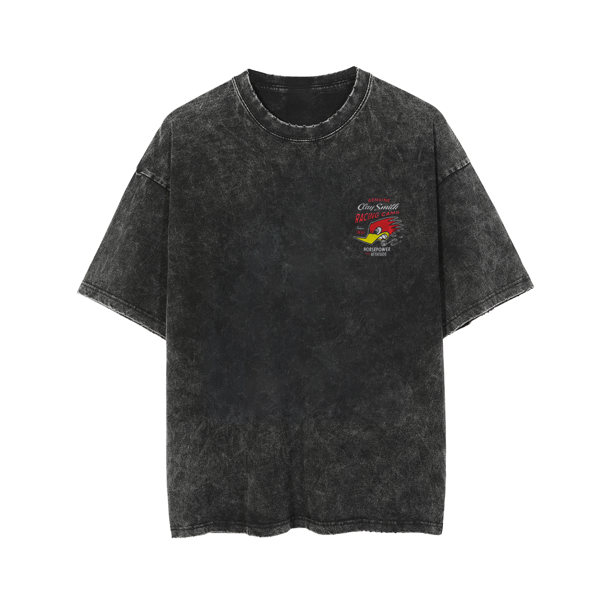 GENUINE CLAY SMITH RACING CAMS HORSEPOWER ATTITUDE Print Men's Washed T-shirt