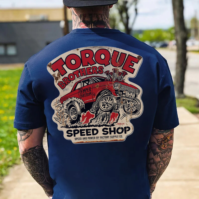 TORQUE BROTHERS SPEED SHOP Classic Car Print Men's T-shirt