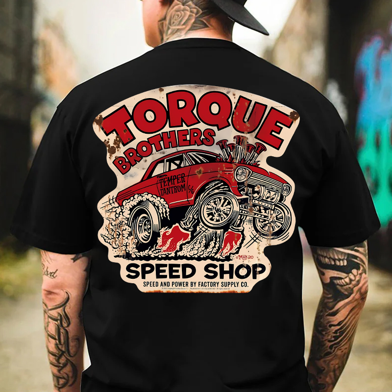 TORQUE BROTHERS SPEED SHOP Classic Car Print Men's T-shirt