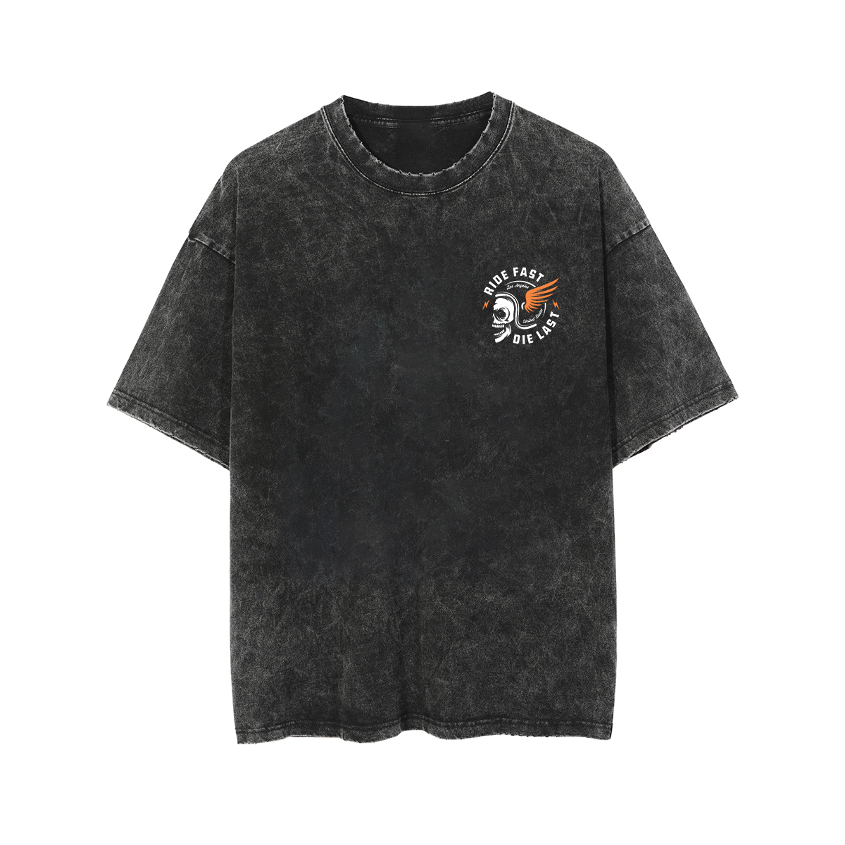 Ride Fast Die Last Helmet Skull Washed T-shirt