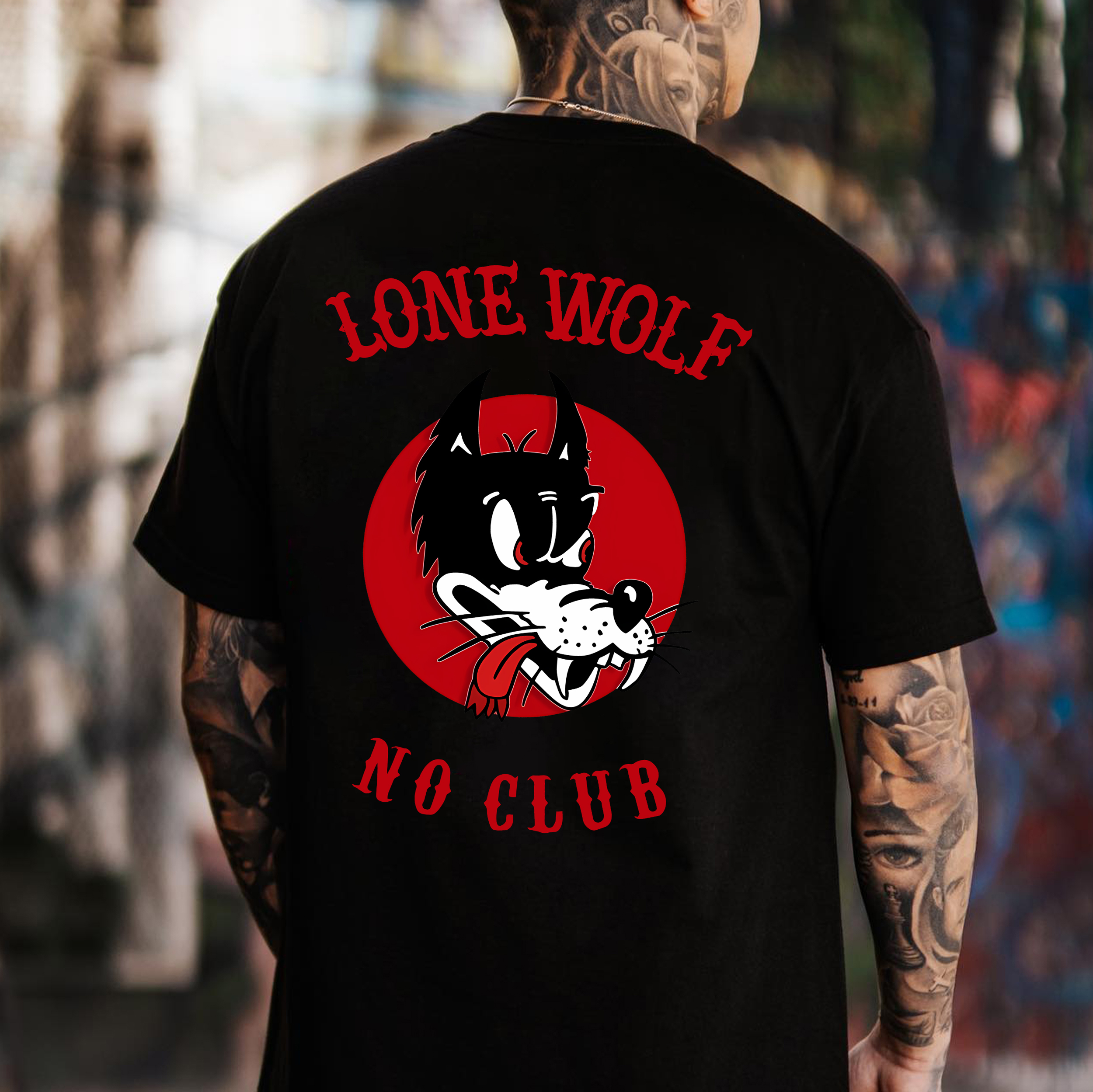 LONE WOLF NO CLUB White Print T-Shirt