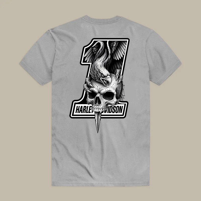 Harley Davidson Skull And Wings No.1 Printed Men's T-shirt