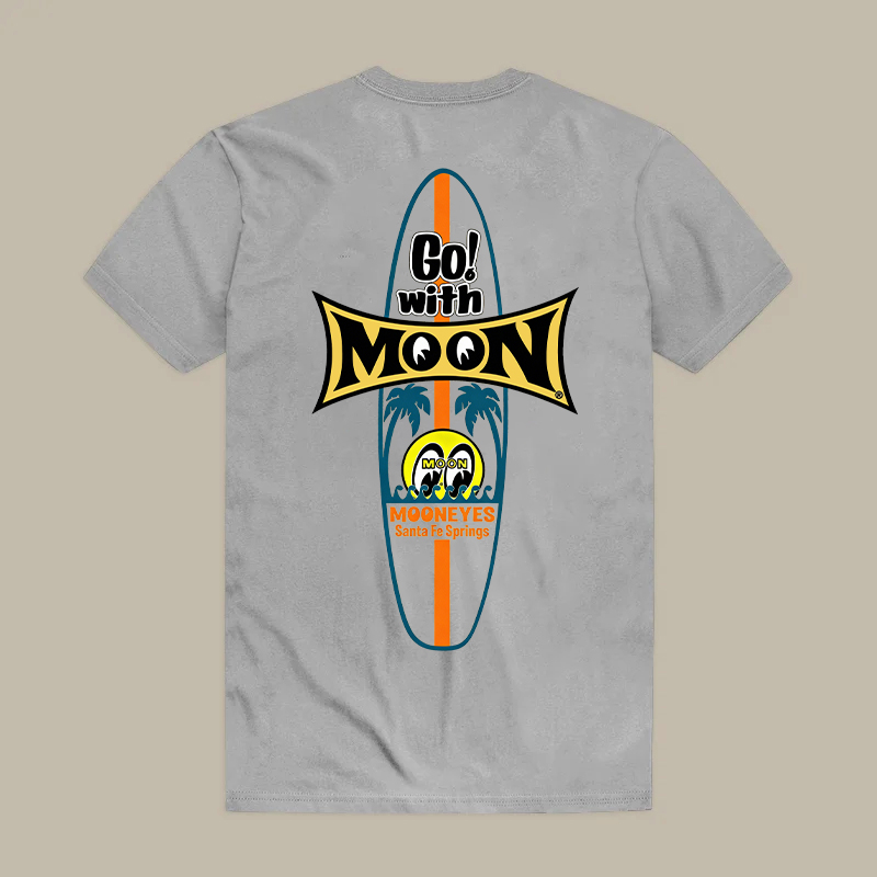 Go With Moon Mooneyes Surfboard Retro Printed Men's T-shirt