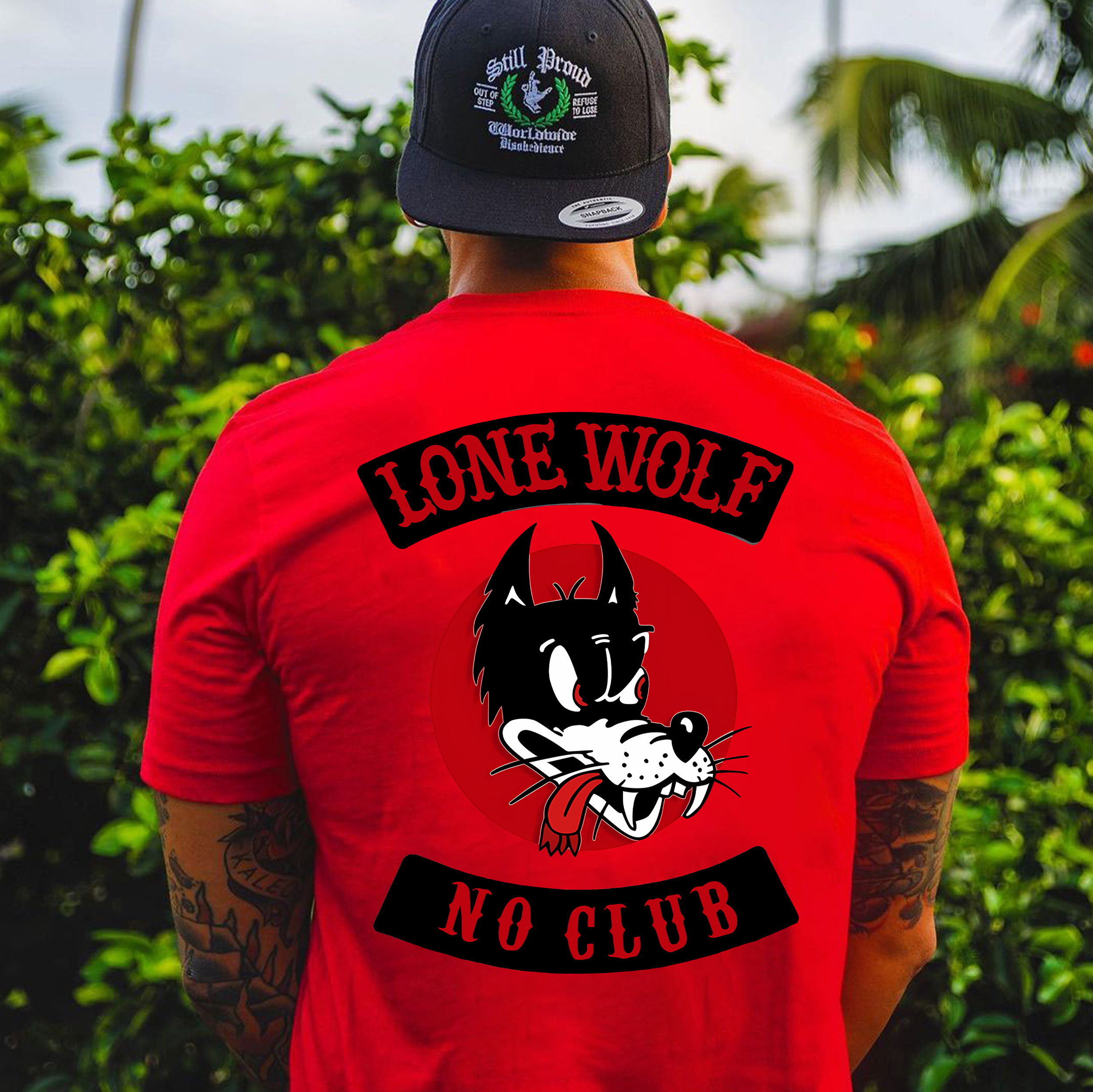 LONE WOLF NO CLUB White Print T-Shirt