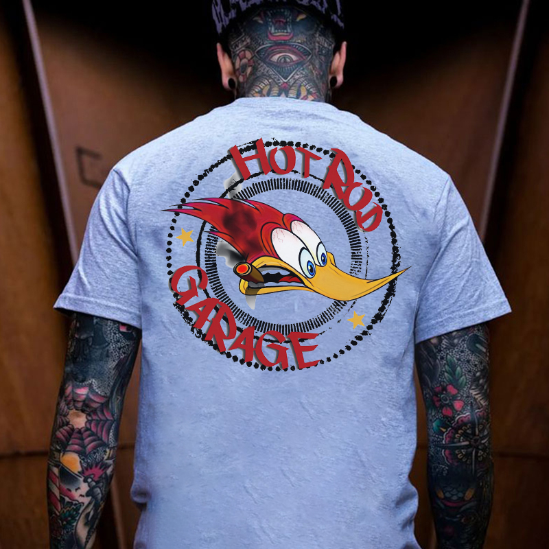 HOT ROD GARAGE White Print T-shirt