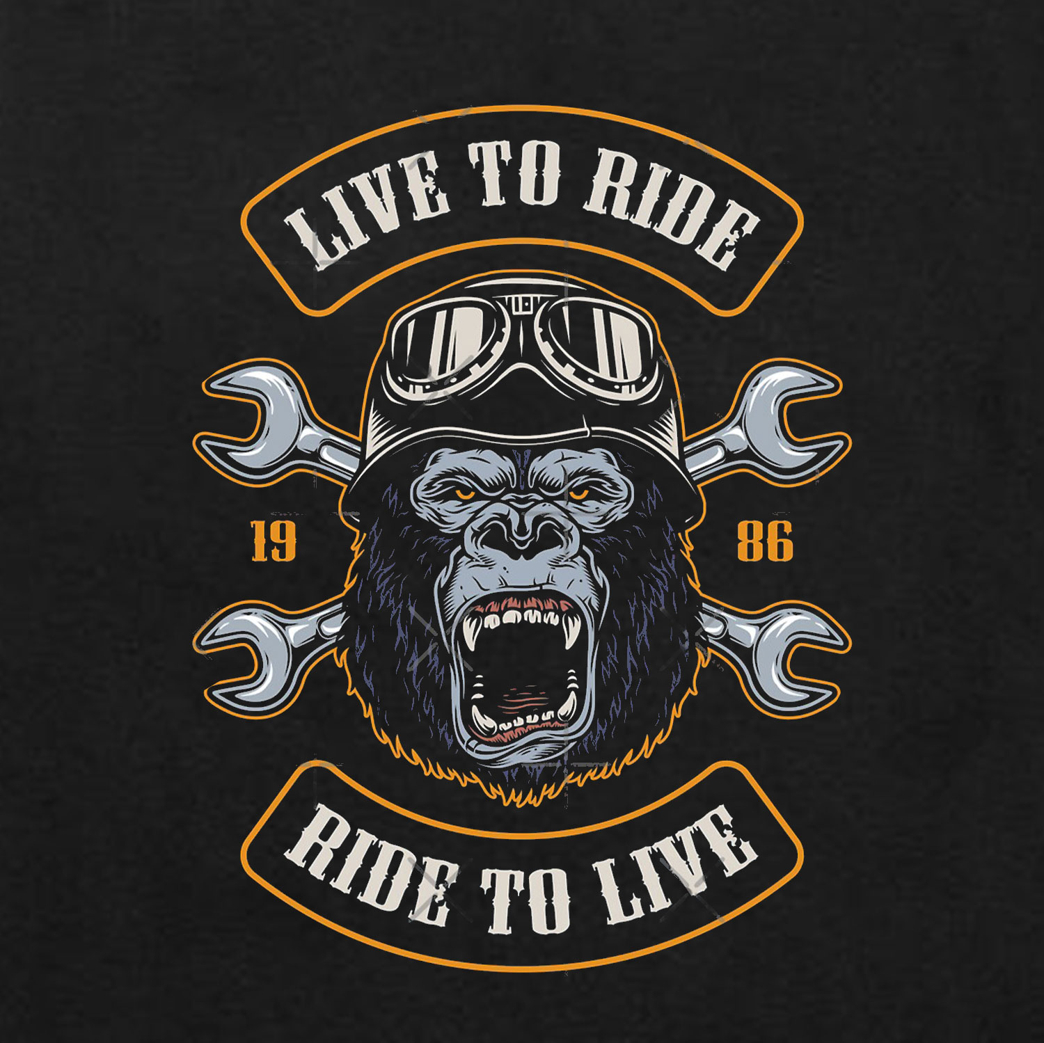 LIVE TO RIDE Skull with Helmet Graphic Black Print Hoodie