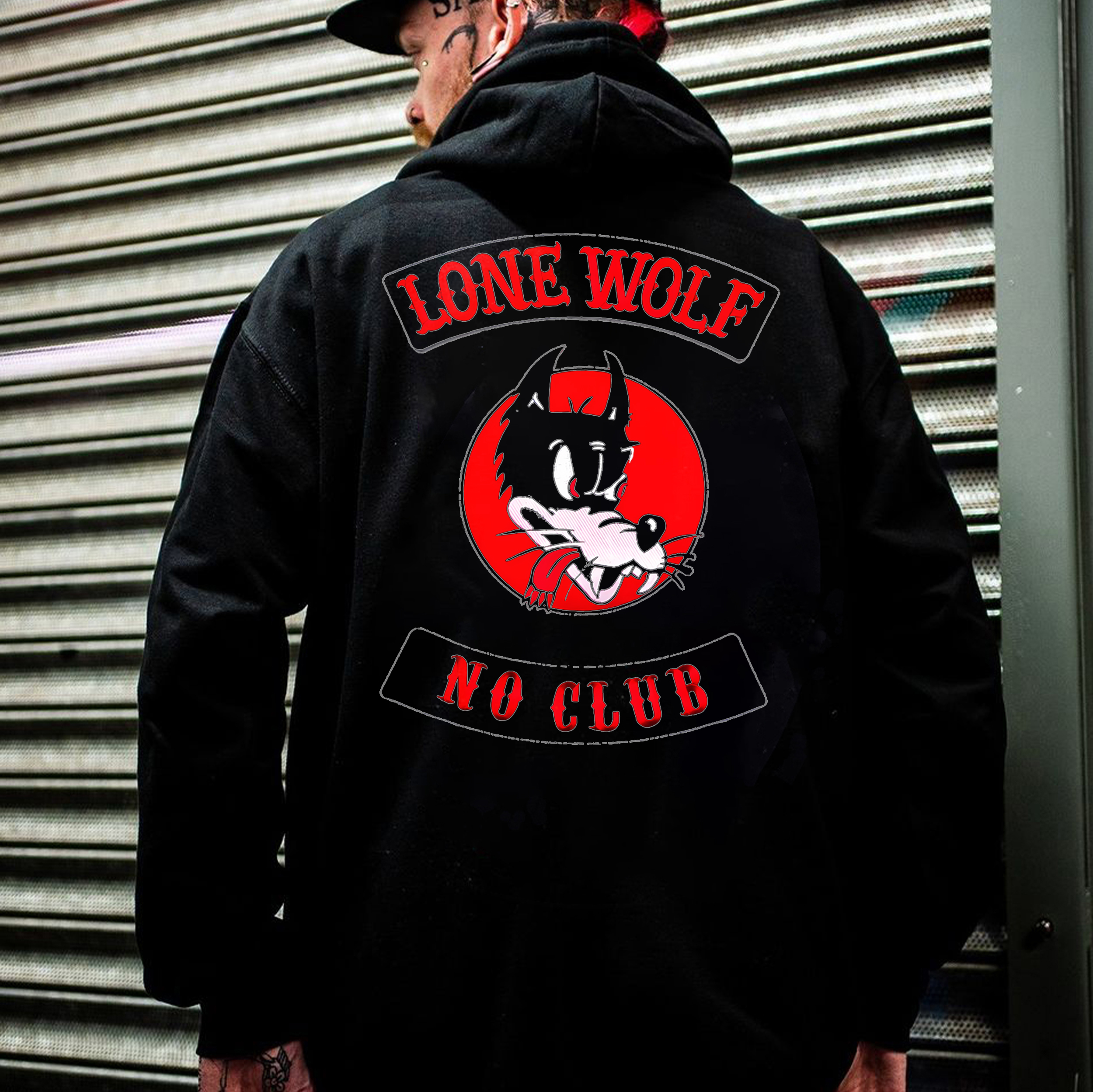 LONE WOLF NO CLUB Print Men's Hoodie