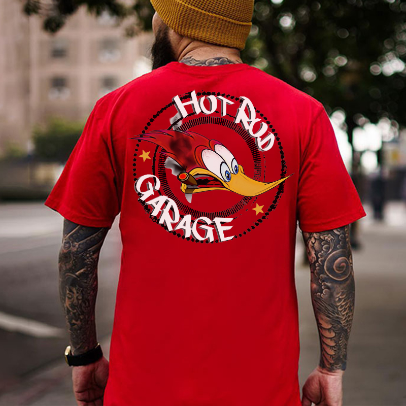 HOT ROD GARAGE White Print T-shirt