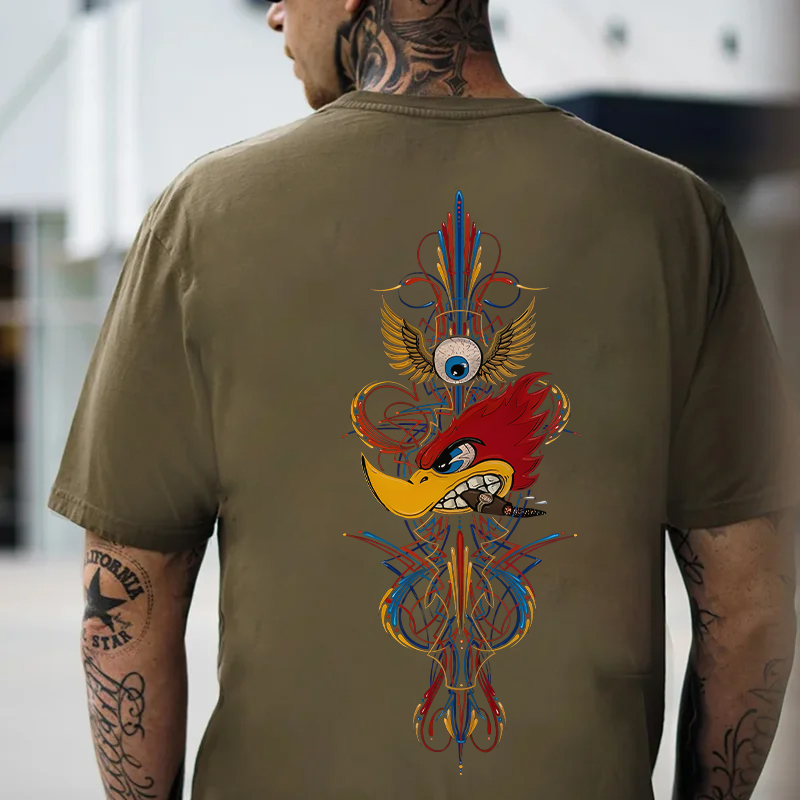 Phantom Pinstripe Hot Rod Bird Von Dutch Cultural Totem Print Men's T-shirt