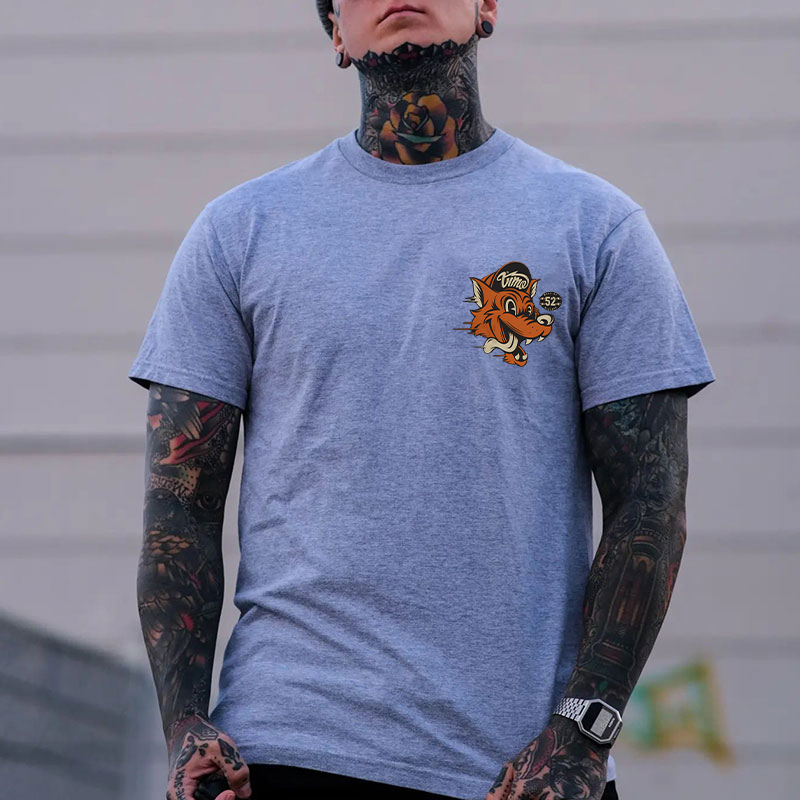 Orange Wolf Black Print T-Shirt