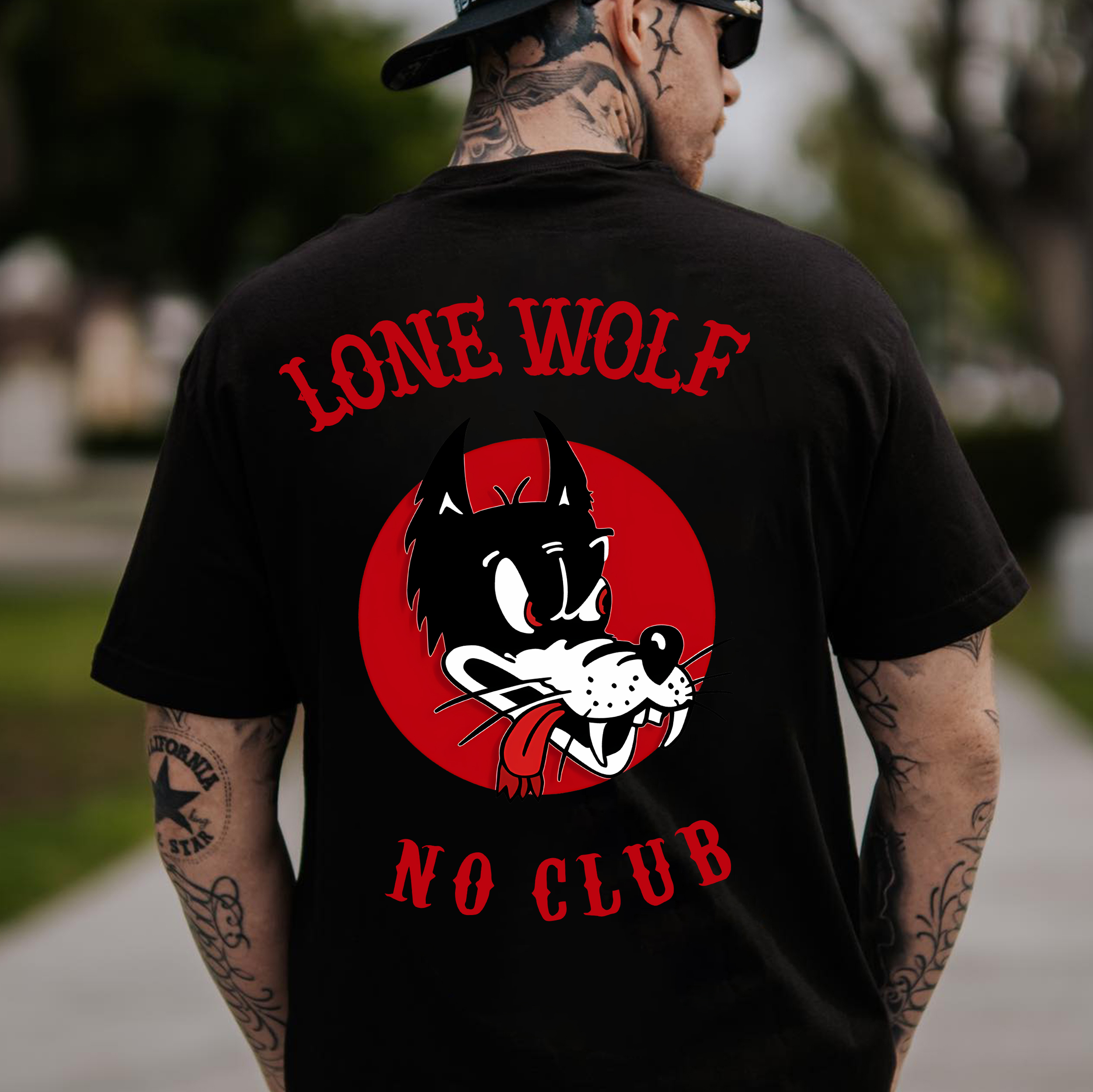 LONE WOLF NO CLUB White Print T-Shirt