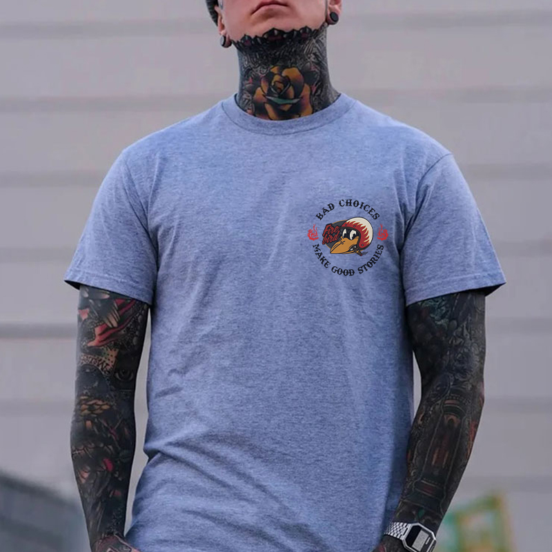 BAD CHOICES MAKE GOOD STORIES Fire Bird Black Print T-Shirt