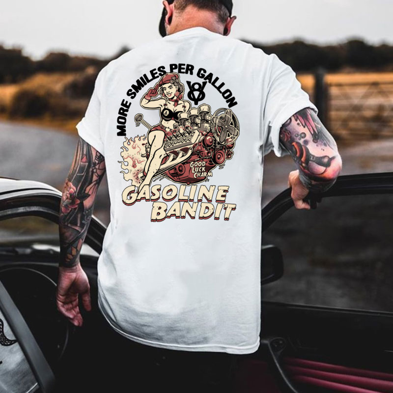 MORE SMILES PER GALLON GASOLINE BANDIT Sexy Lady Print Men's T-shirt