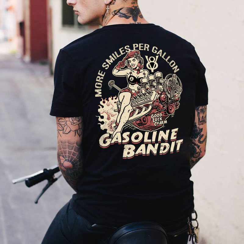 MORE SMILES PER GALLON GASOLINE BANDIT Sexy Lady Print Men's T-shirt