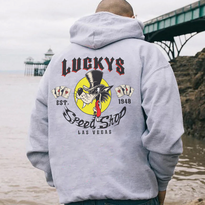 LUCKYS SPEED SHOP Big Wolf Print Men's Hoodie