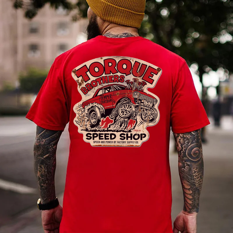 TORQUE BROTHERS SPEED SHOP Classic Car Print Men's T-shirt