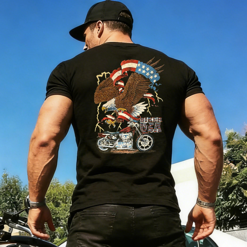 Super Usa Eagle Motorcycle Printed Men's T-shirt