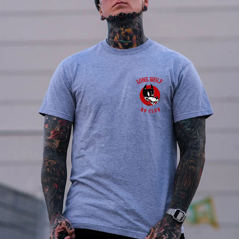 LONE WOLF NO CLUB White Print T-Shirt