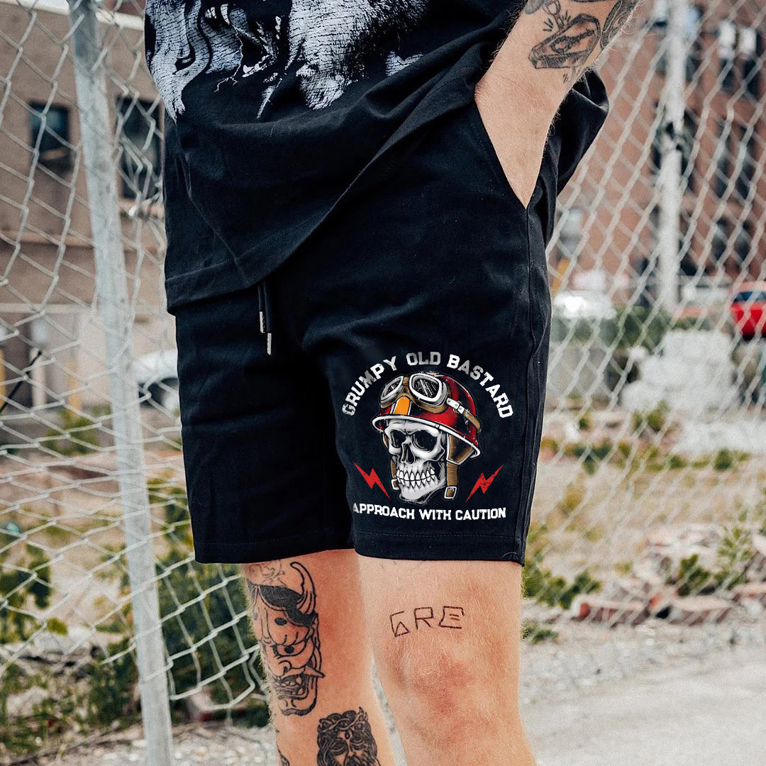 GRUMPY OLD BASTARD Helmet Skull Print Men's Shorts