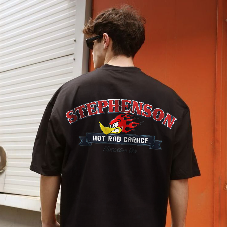 Stephenson Hot Rod Garage Angry Duck Printed Men's T-shirt