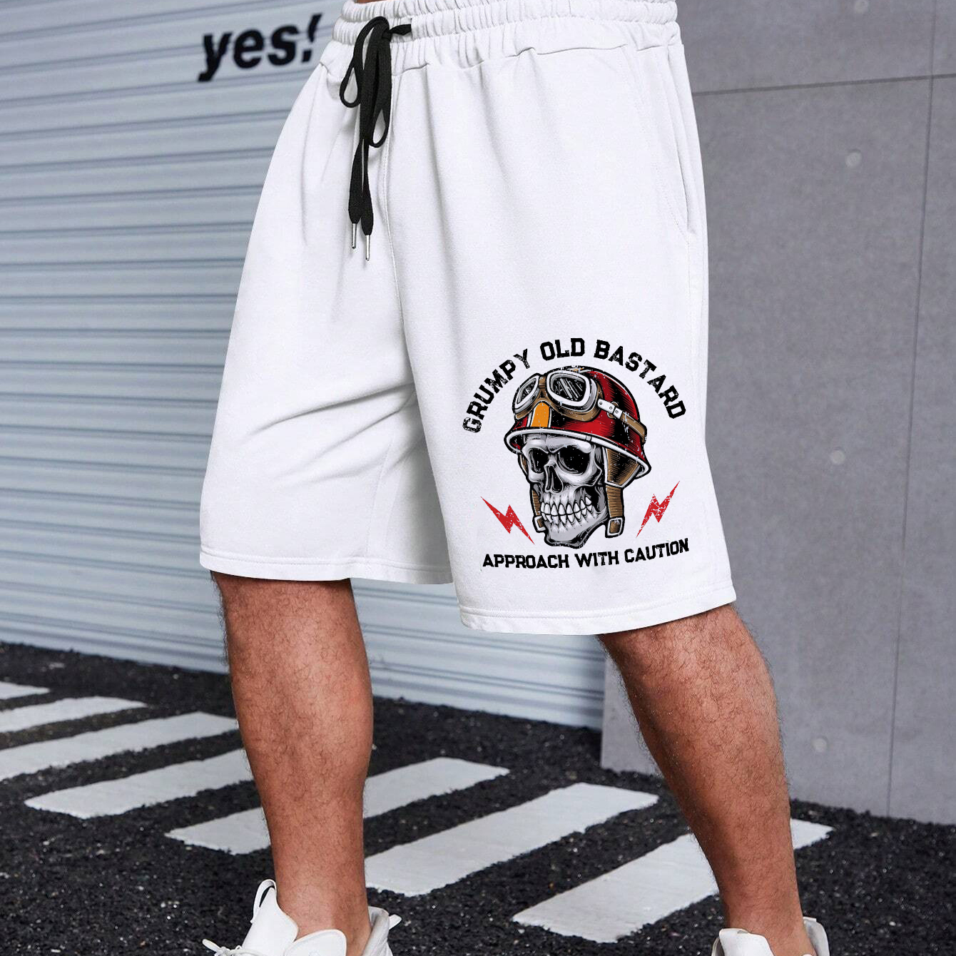 GRUMPY OLD BASTARD Helmet Skull Print Men's Shorts