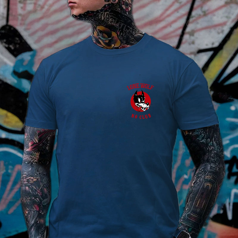 LONE WOLF NO CLUB White Print T-Shirt