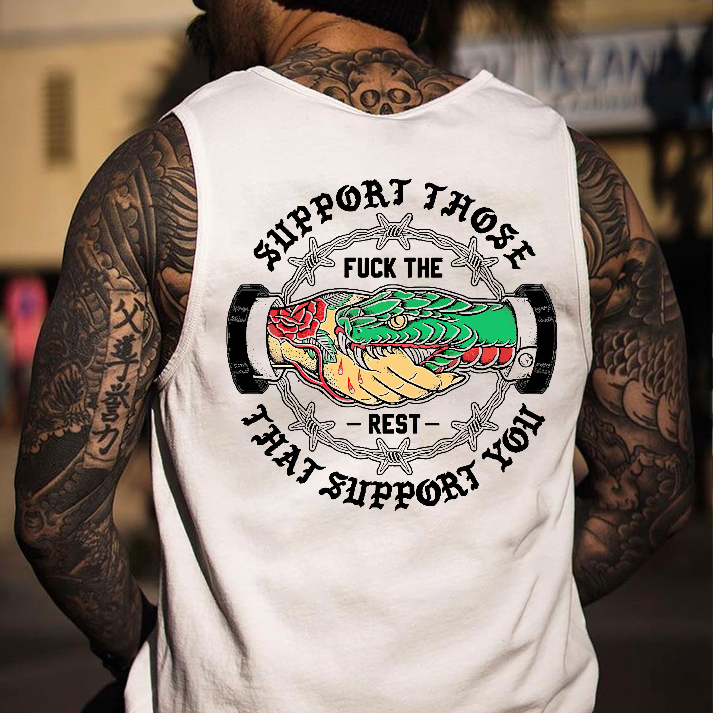 SUPPORT THOSE THAT SUPPORT YOU Black Print Vest