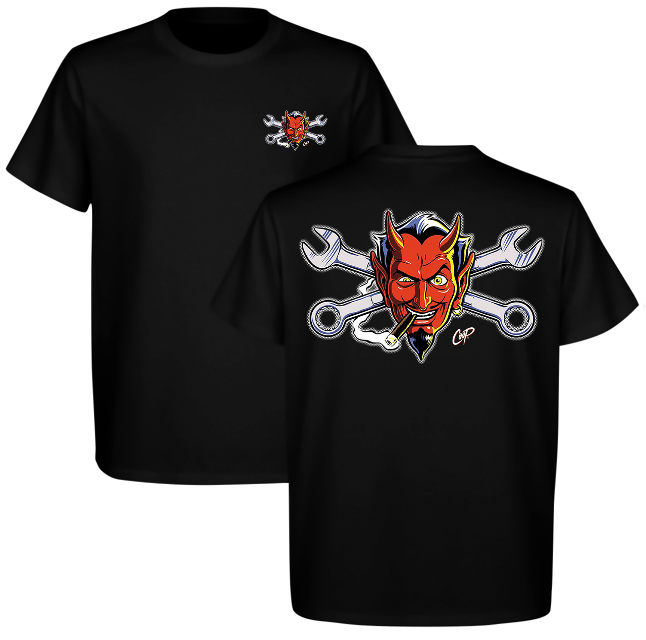 Devil & Wrenches Black Tee Printed Men's T-shirt