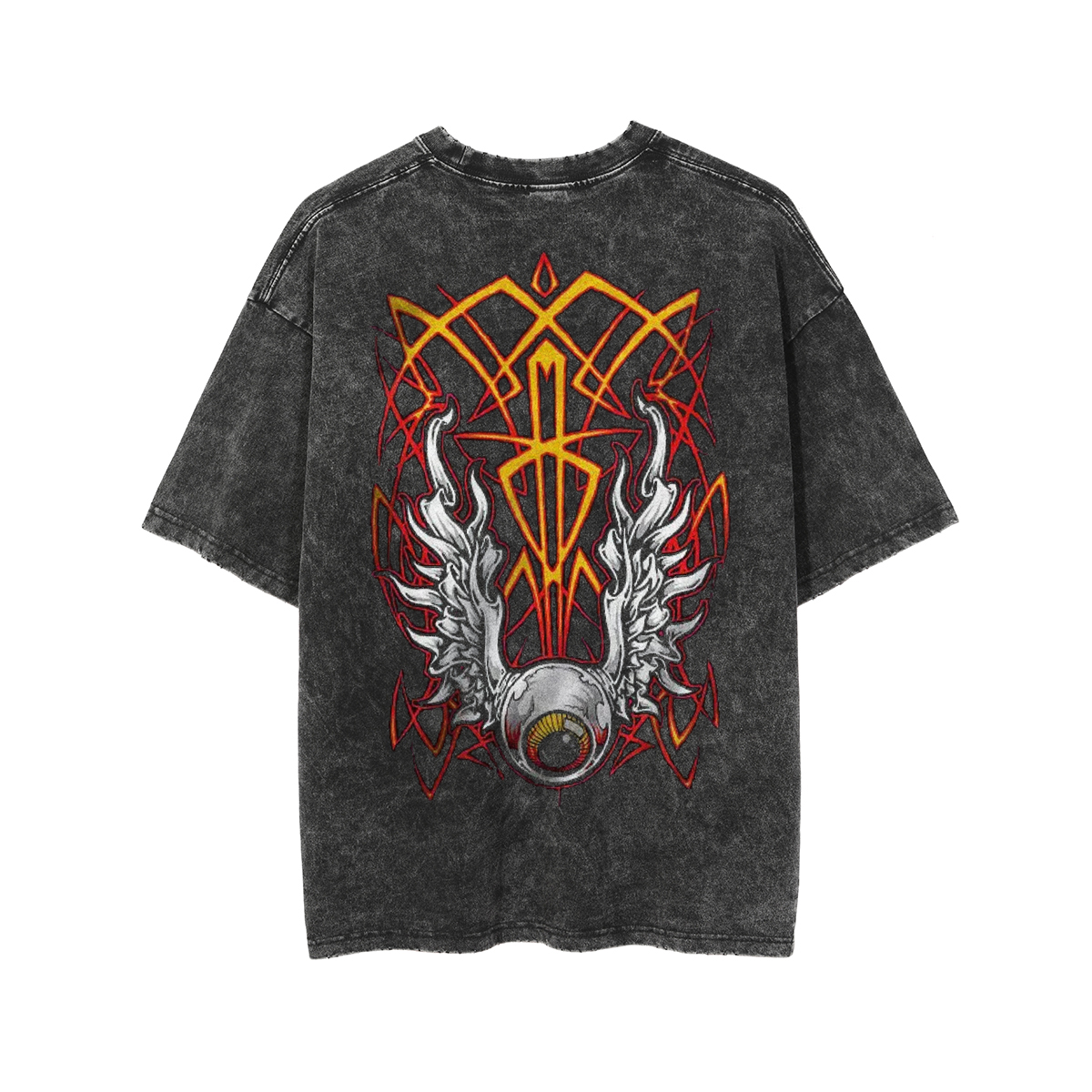 Eye Of Cthulhu Phantom Pinstripe Print Men's Washed T-shirt