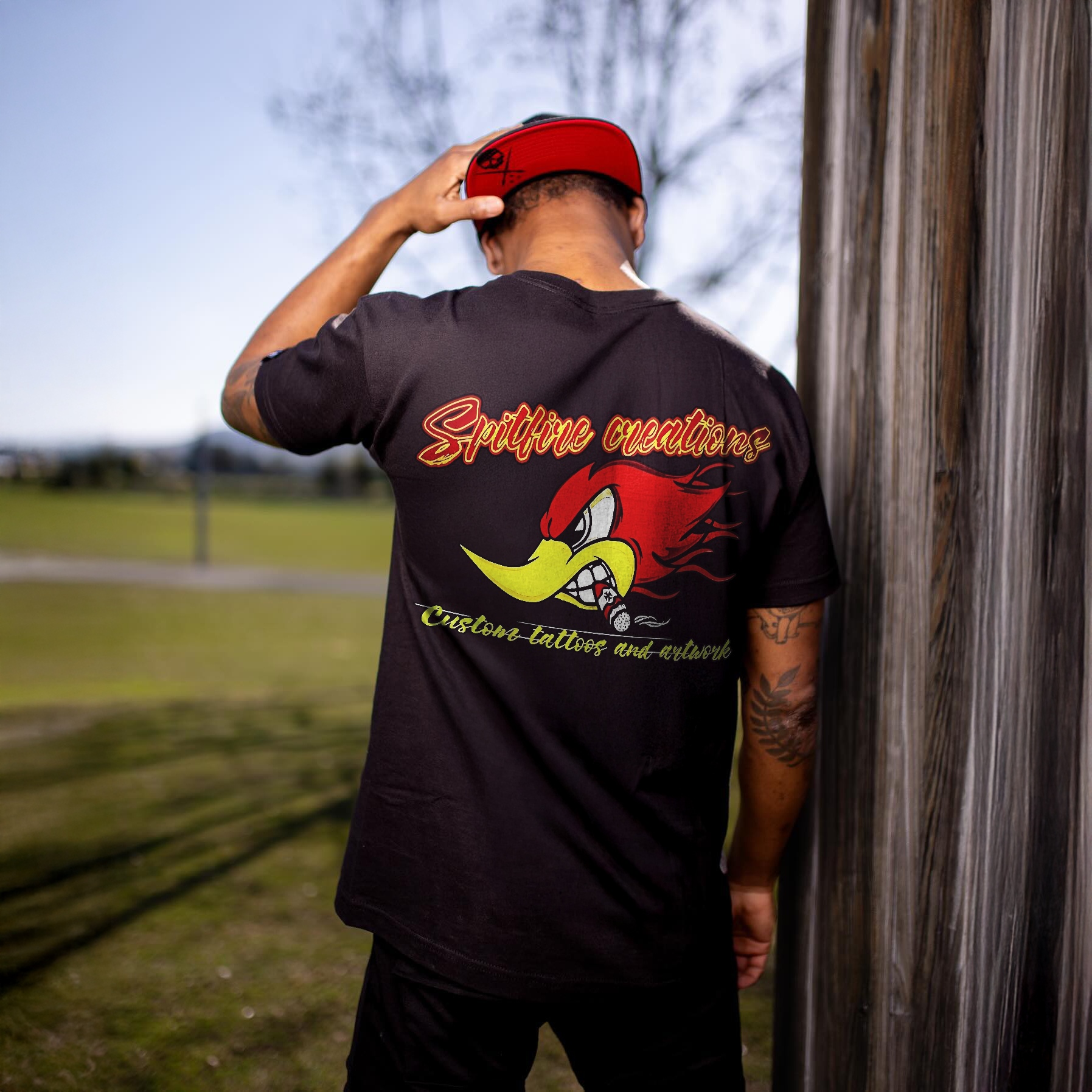 Spitfire Creations Angry Duck Custom Tattoos Printed Men's T-shirt
