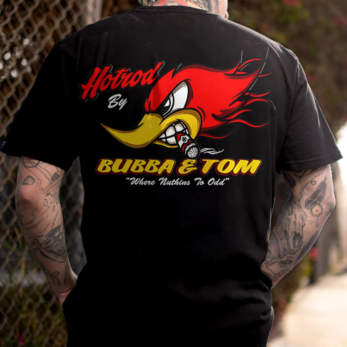 Hotrod By Bubba & Tom Angry Duck Printed Men's T-shirt