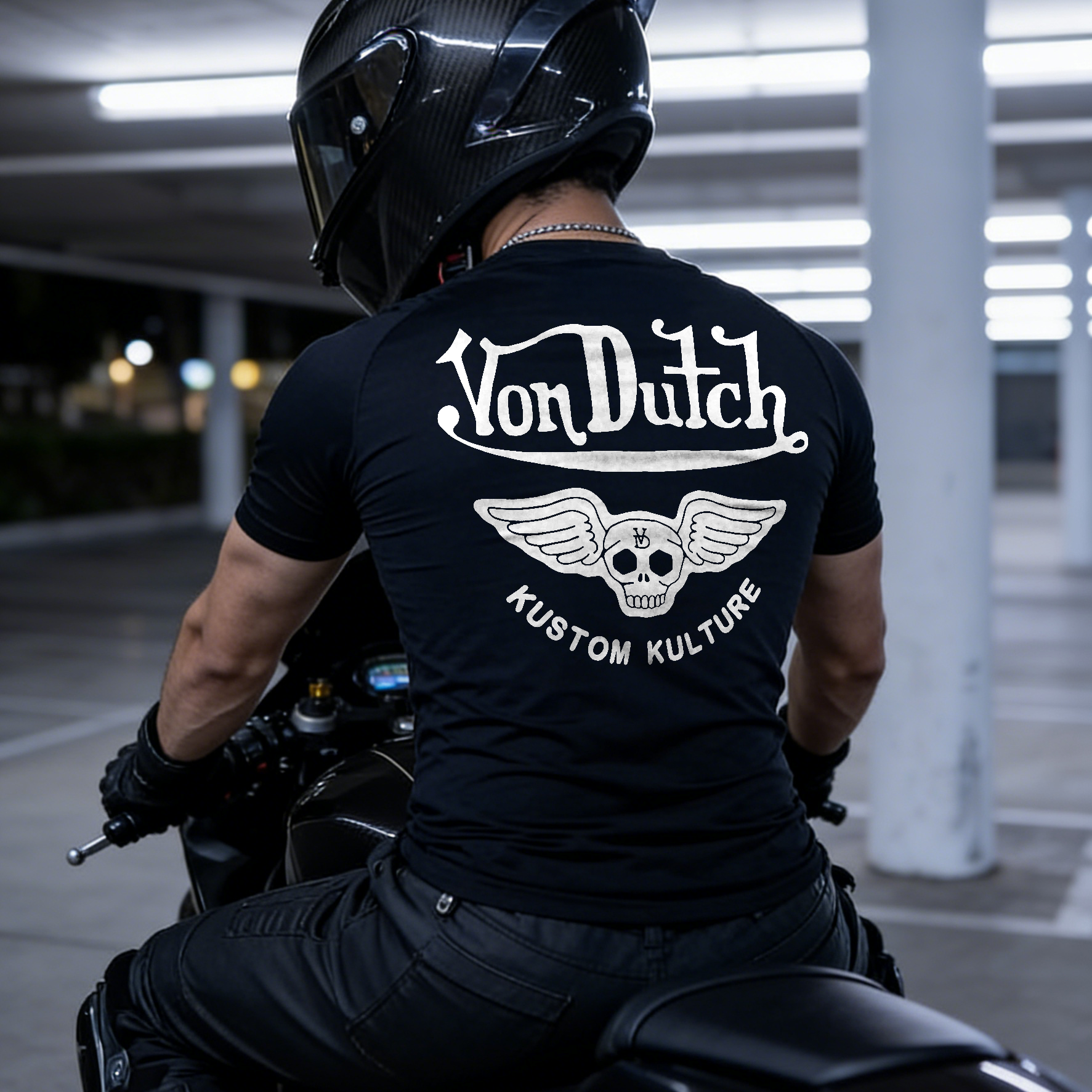 Von Dutch Skull Wings Kustom Kulture Printed Men's T-shirt