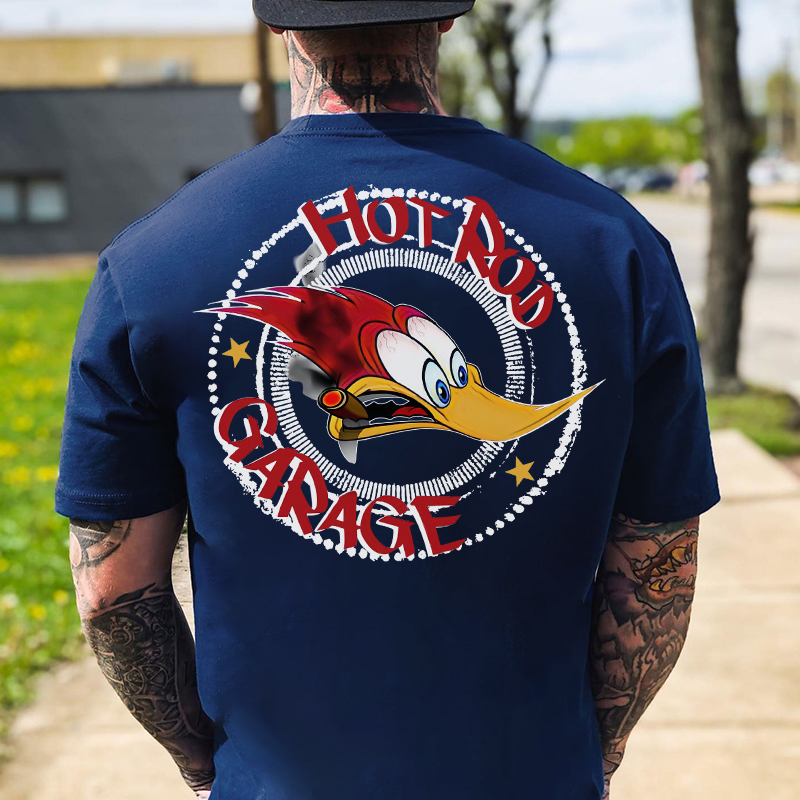 HOT ROD GARAGE White Print T-shirt
