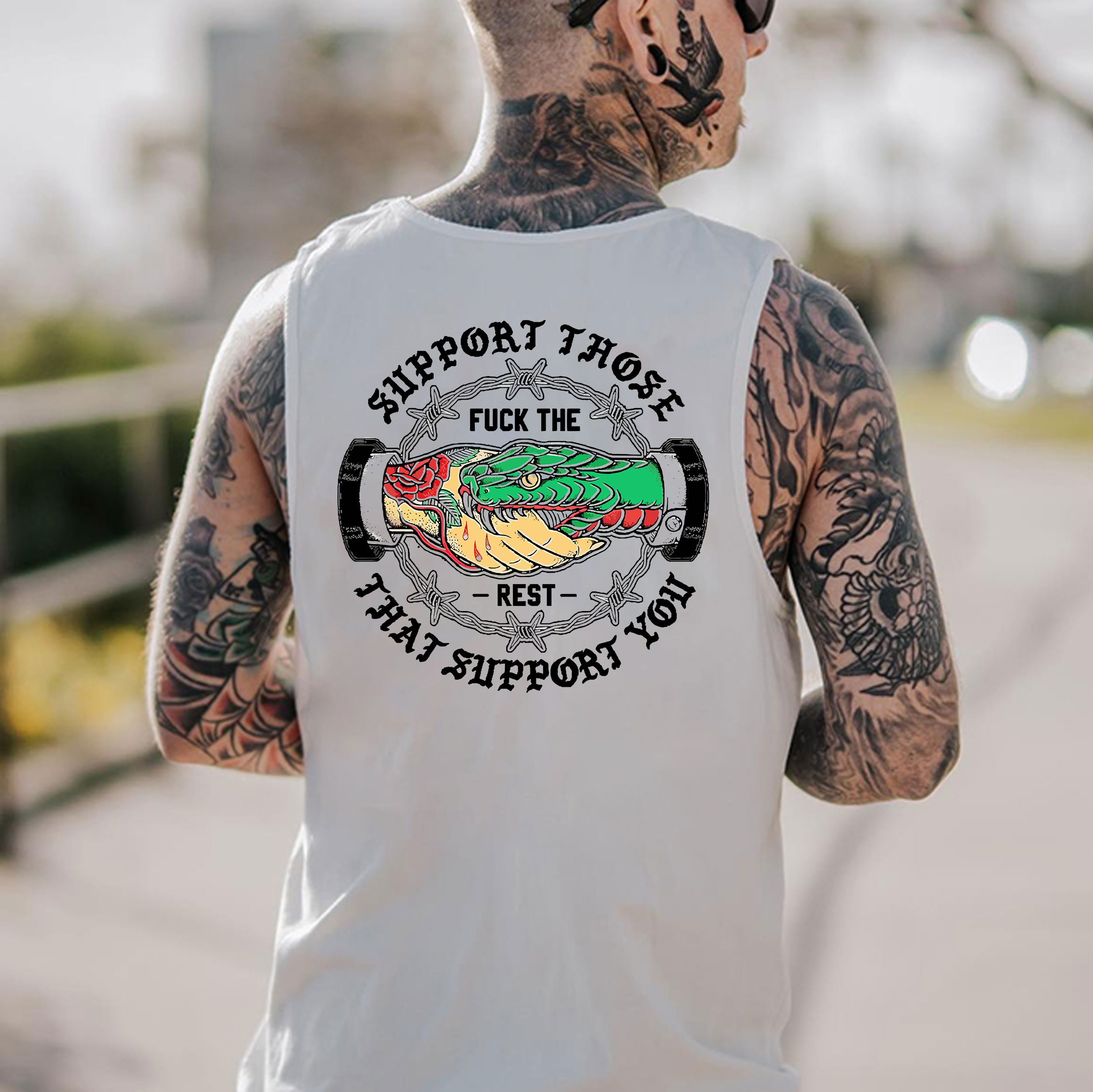 SUPPORT THOSE THAT SUPPORT YOU Black Print Vest