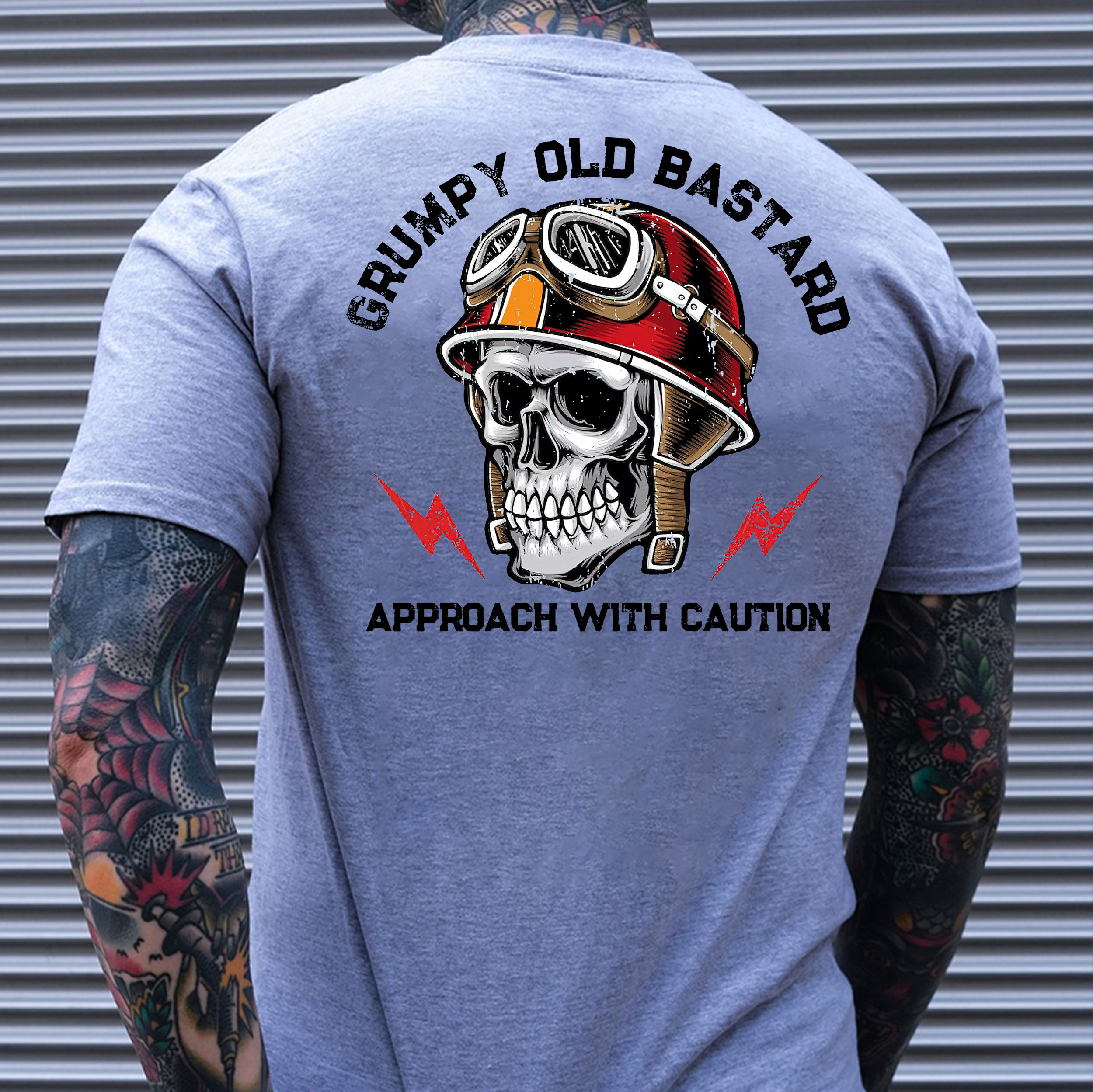GRUMPY OLD BASTARD Skull Black Print T-Shirt