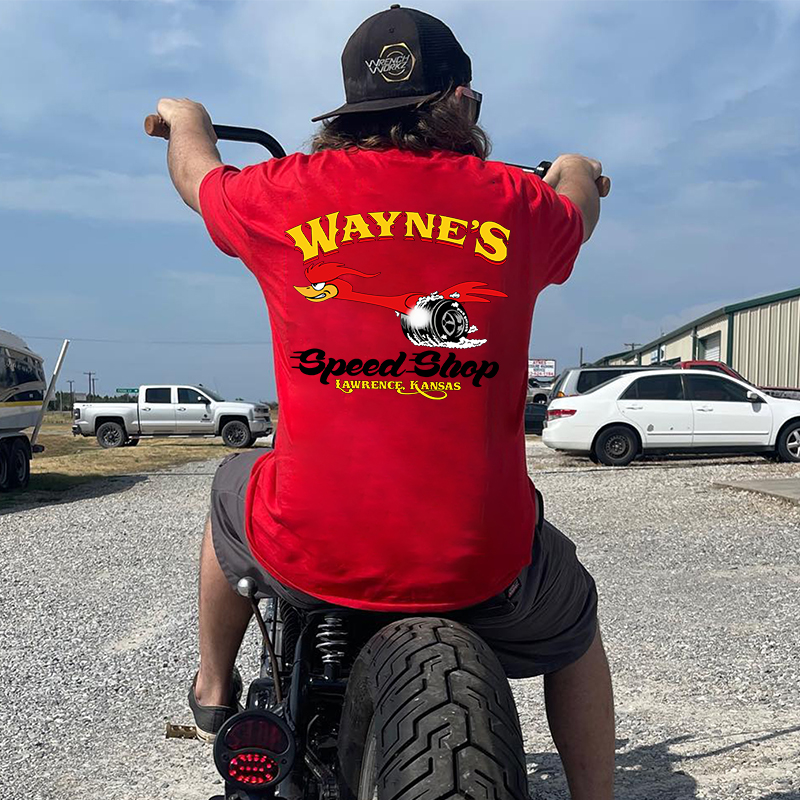 WAYNE'S SPEED SHOP Hot Rod Bird Black Print T-shirt