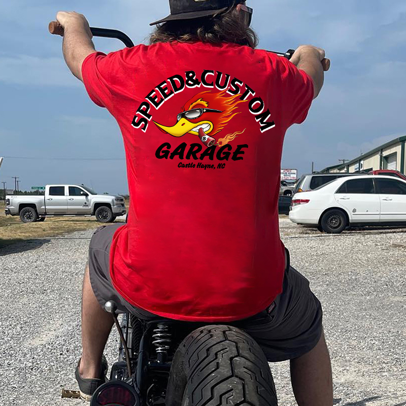 SPEED & CUSTOM GARAGE Hot Rod Bird Black Print T-shirt