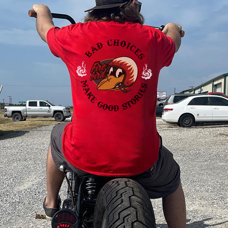 BAD CHOICES MAKE GOOD STORIES Fire Bird Black Print T-Shirt