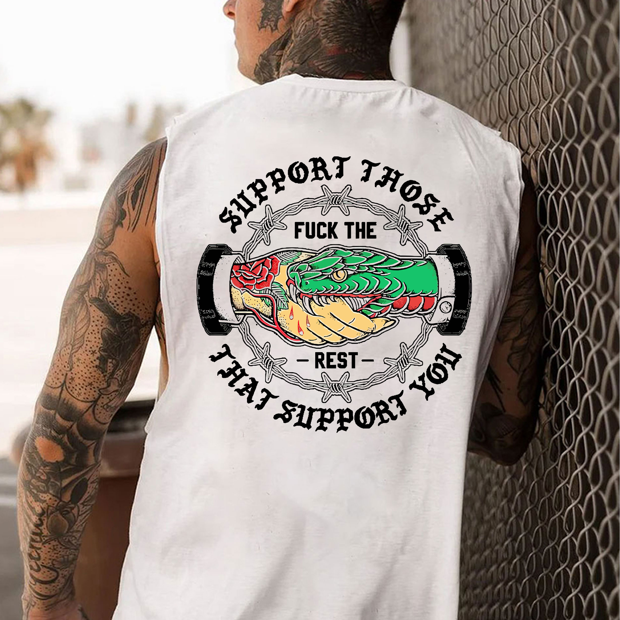 SUPPORT THOSE THAT SUPPORT YOU Black Print Vest