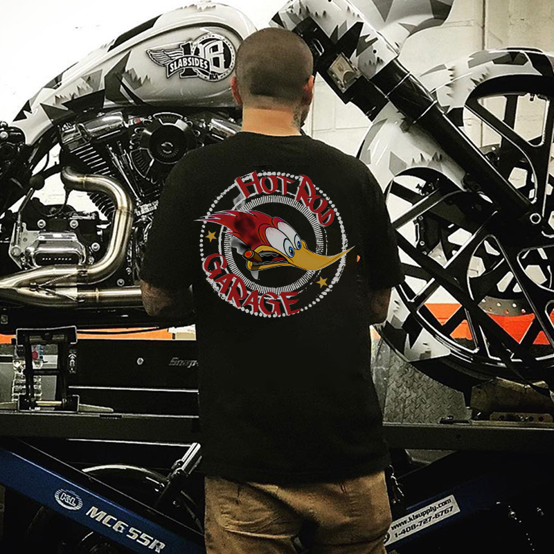 HOT ROD GARAGE White Print T-shirt