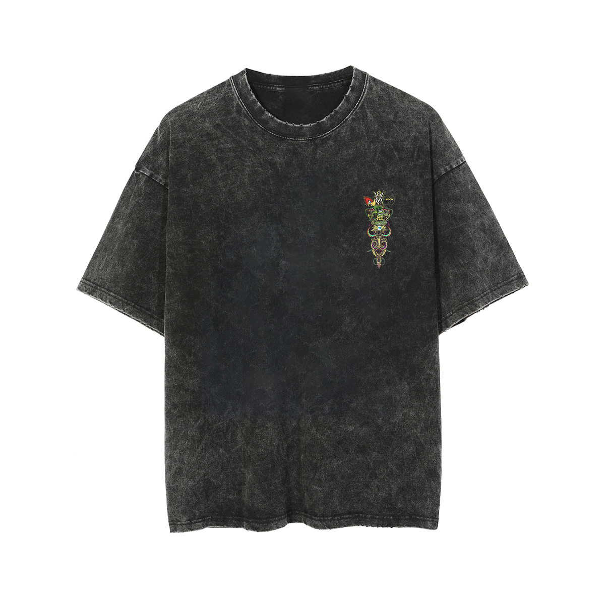 V8 Phantom Pinstripe Hot Rod Cultural Totem Print Men's Washed T-shirt